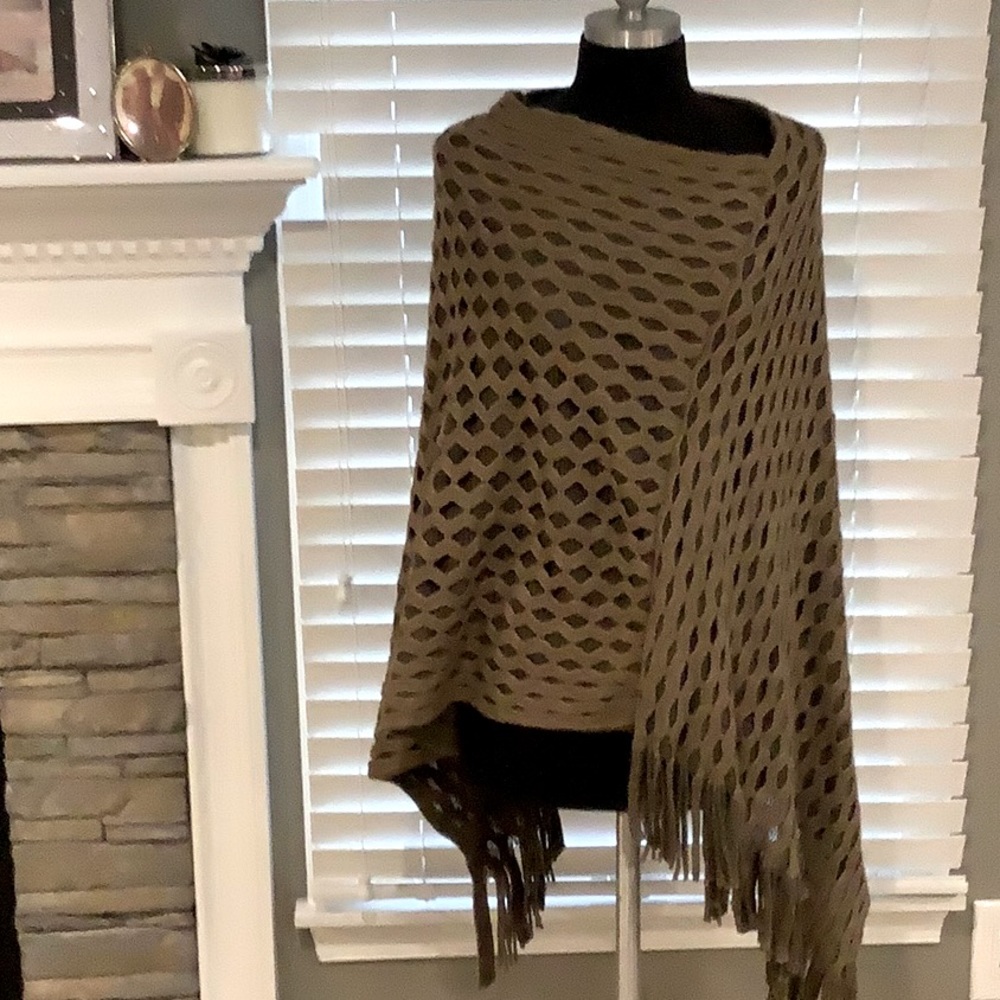 Soft and beautiful Do Everything in Love Fringed Asymmetrical Poncho One Size